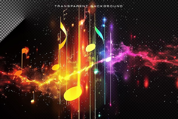 Colorful glowing music spectrum on transparent background