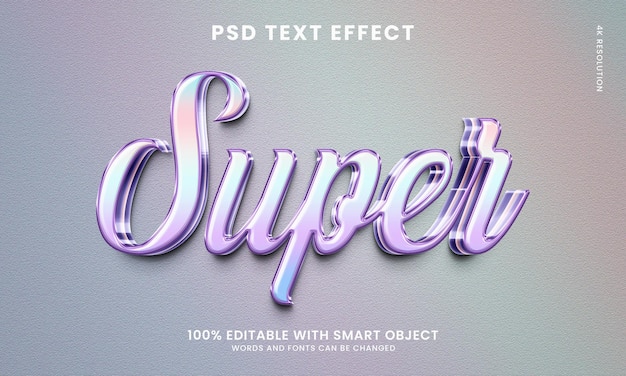 Colorful gradient super 3d text effect template