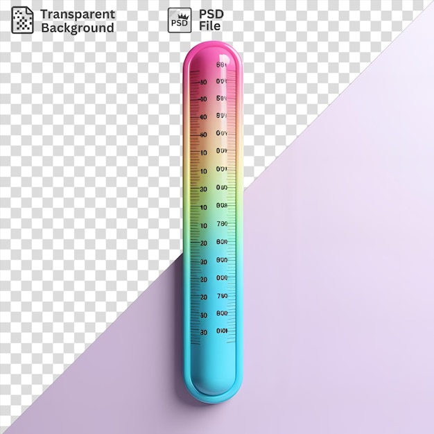 PSD プレゼンテーションのための透明な背景に隔離されたカラフルなグラディエント温度計 教育用