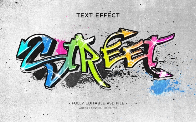 PSD colorful graffiti text effect