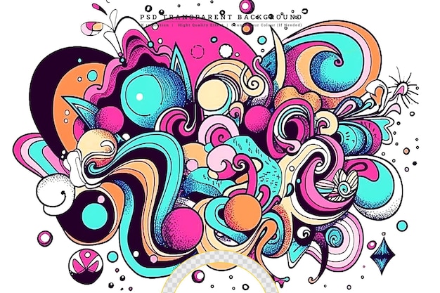 PSD colorful graffiti wall art on transparent background