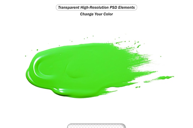 PSD colorful green color acrylic paint transparent background