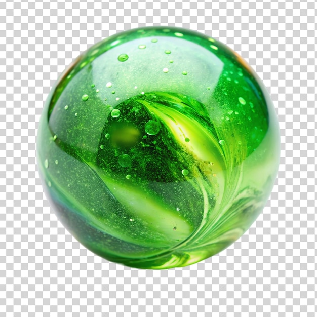 PSD colorful green glass marble isolated on transparent background