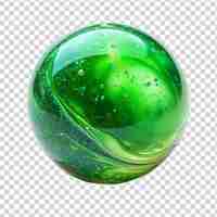 PSD colorful green glass marble isolated on transparent background