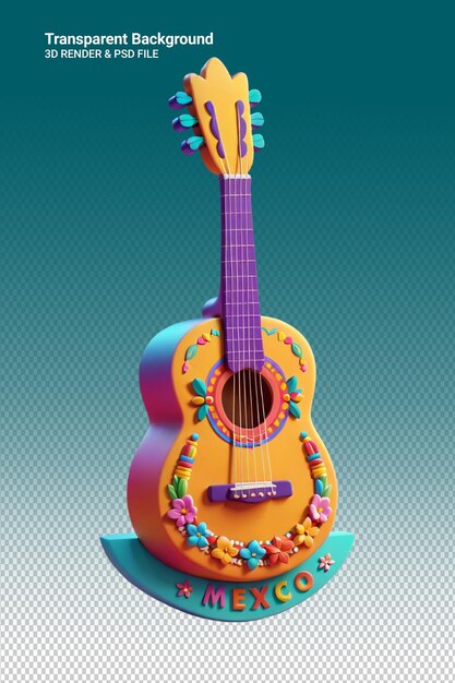 PSD a colorful guitar with a name on it