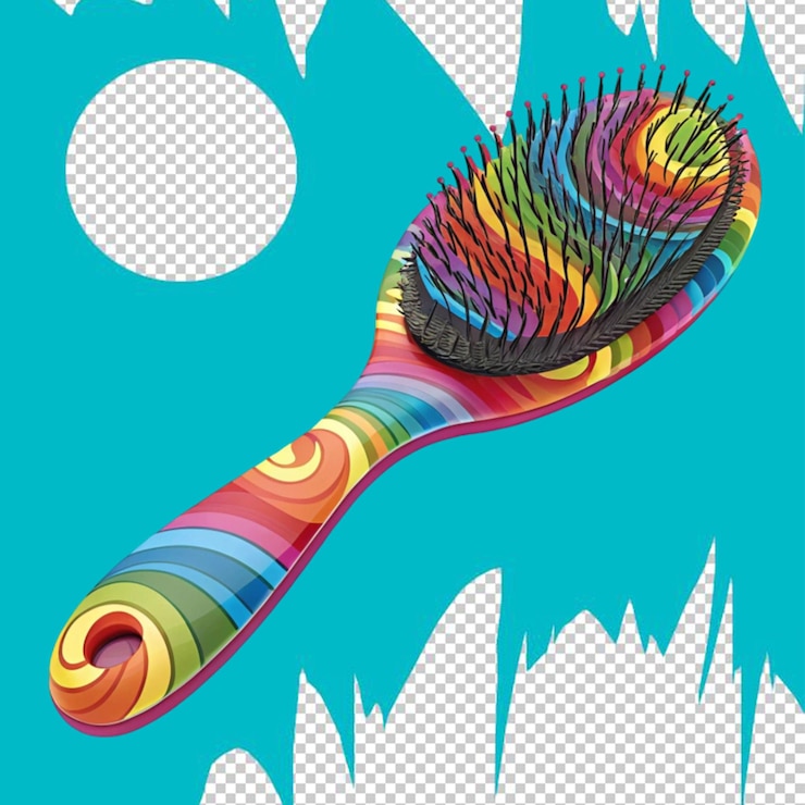 PSD colorful hair brush