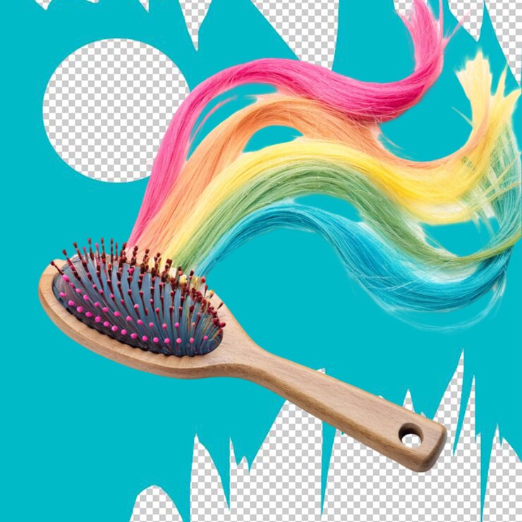 PSD colorful hair brush
