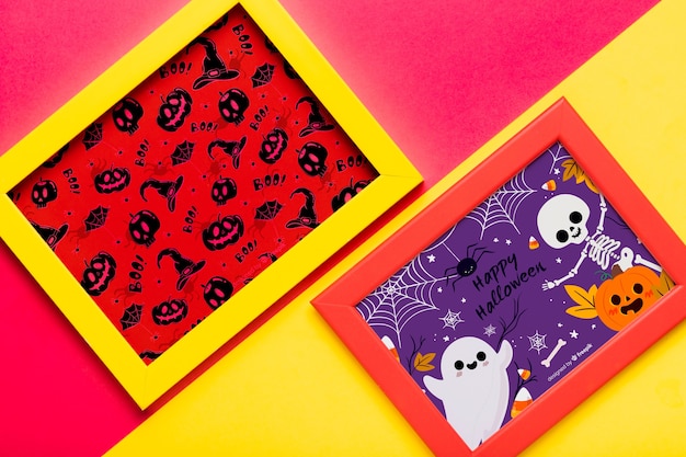 PSD colorful halloween concept frames