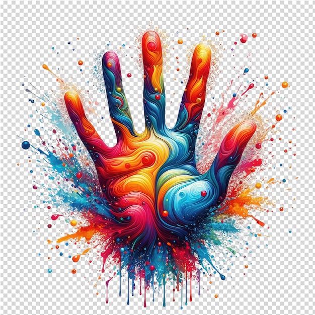 PSD a colorful hand print from the series of the digital art