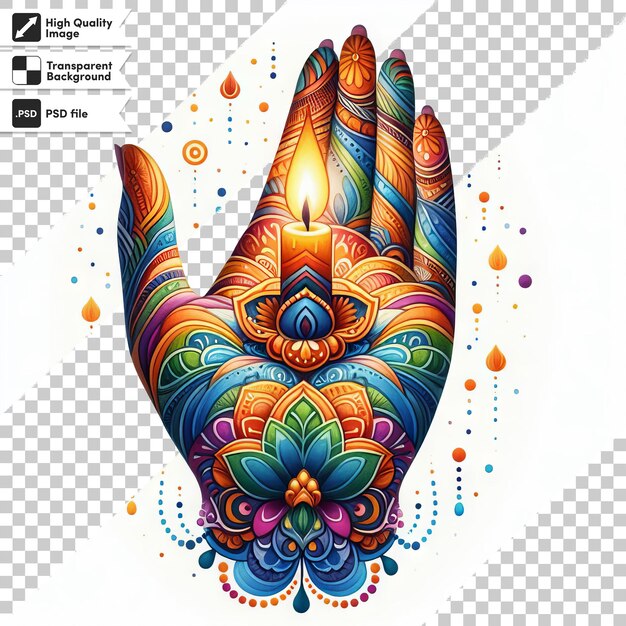 PSD a colorful hand with a design that says  art  on it