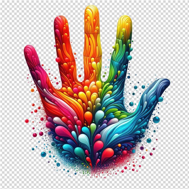 PSD a colorful hand with multicolored paint on it