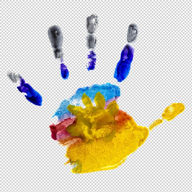 Colorful handprint art on a transparent background