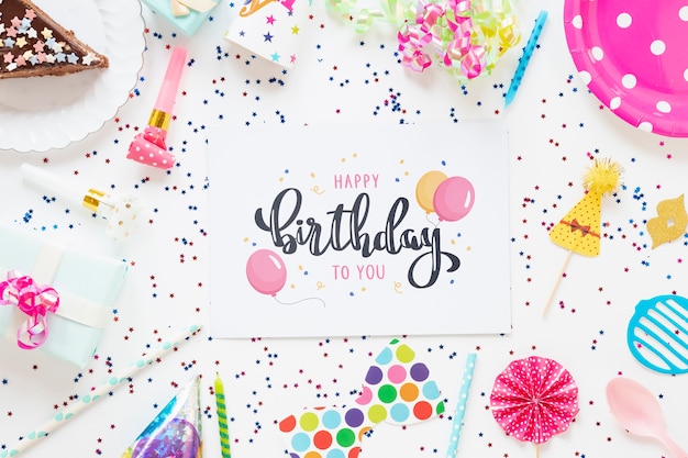 PSD colorful happy birthday concept mock-up