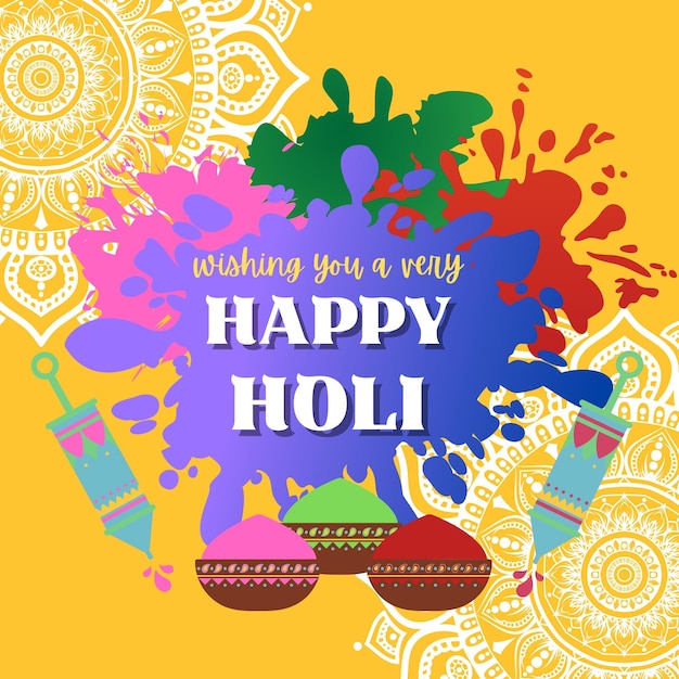 PSD colorful happy holi greetings instagram post 1