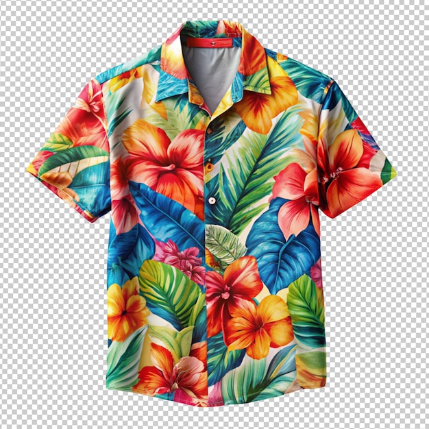 PSD camicia hawaiana colorata su sfondo trasparente