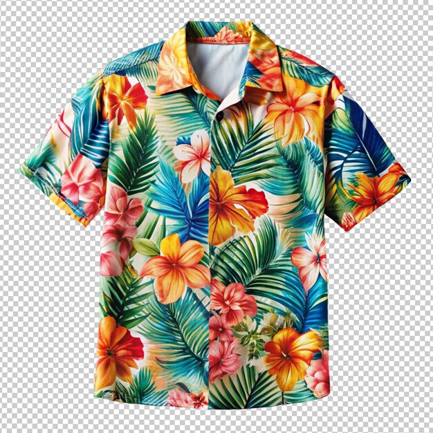 Camicia hawaiana colorata su sfondo trasparente