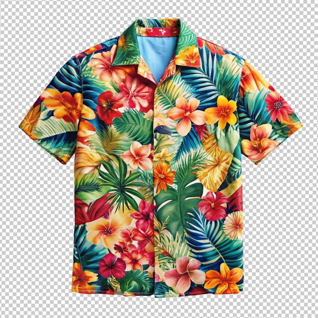 Camicia hawaiana colorata su sfondo trasparente