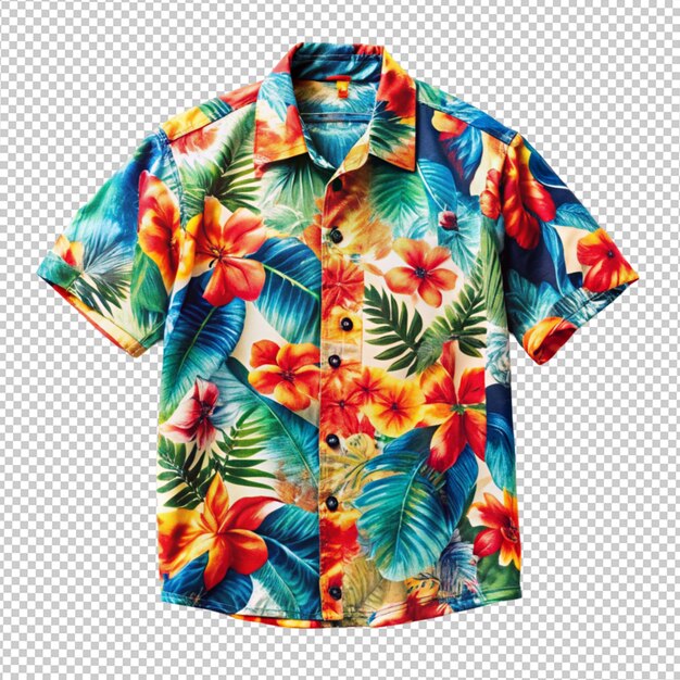 PSD camicia hawaiana colorata su sfondo trasparente