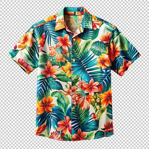 PSD camicia hawaiana colorata su sfondo trasparente