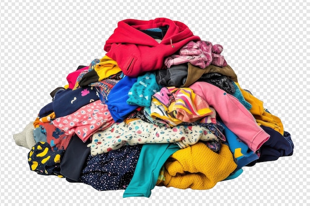 Colorful Heap of Children39s Clothes Piled Up with Isolated Patterns with isolated on transparent background
