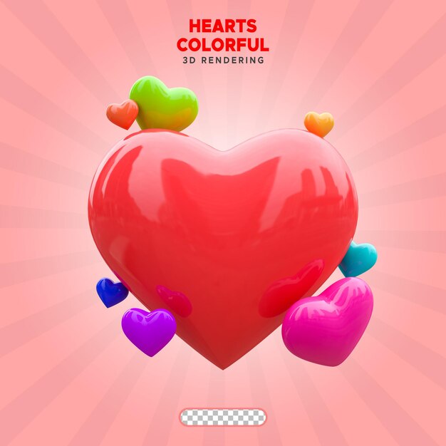 PSD colorful heart bubbles of valentine's poster