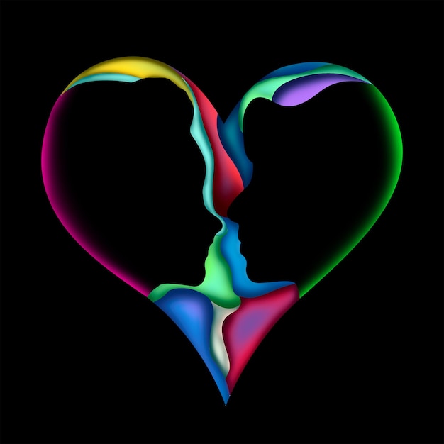 PSD un cuore colorato con una coppia al centro.