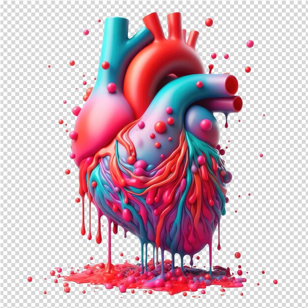 PSD a colorful heart with a red and blue splash of paint