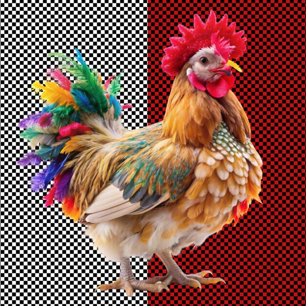 PSD colorful hen on transparent background