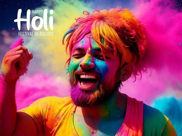 PSD colorful holi greeting festival background