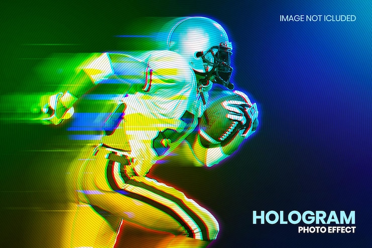 PSD colorful hologram lighting photo effect