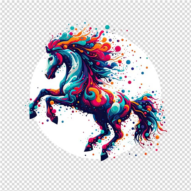 PSD a colorful horse with a colorful mane and tail