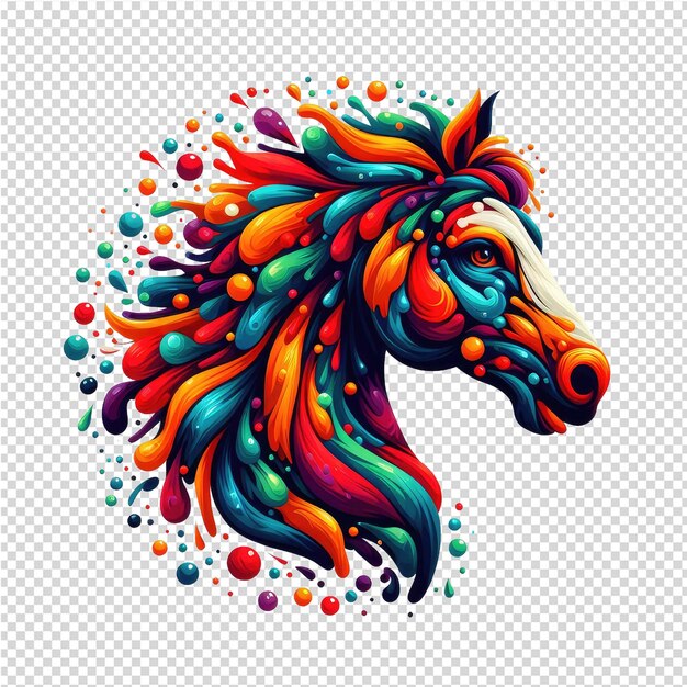PSD un cavallo colorato con macchie colorate sulla testa