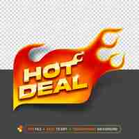 PSD colorful hot deal sales background template design with fire