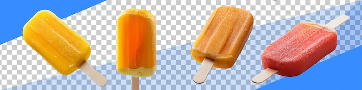 PSD colorful ice cream popsicles on blue background