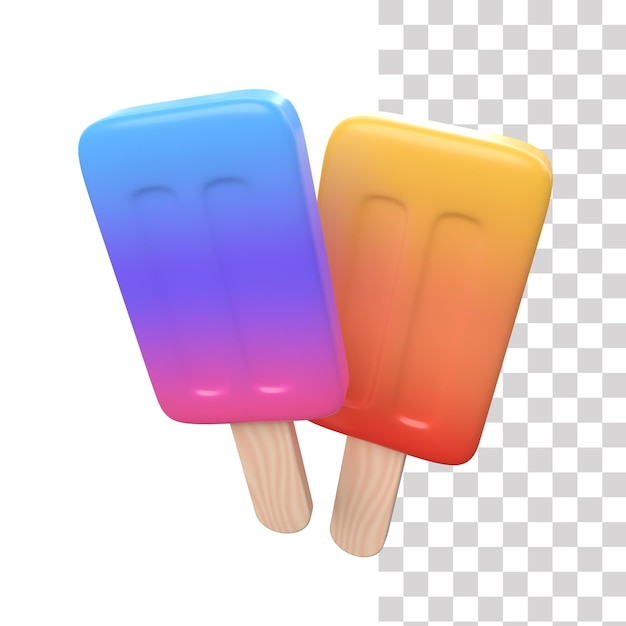 A colorful ice cream on a stick with a shadow.