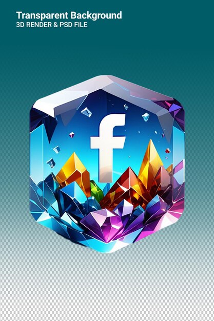 A colorful ice cube with the logo for the facebook