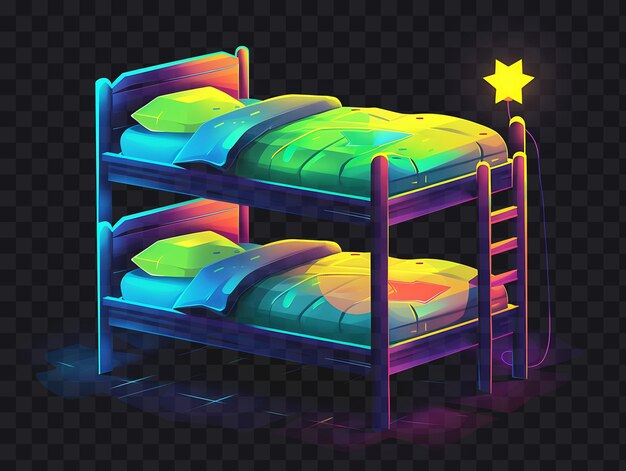 PSD a colorful illustration of a bed with a star on the top