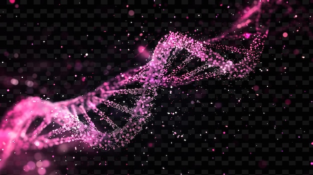 PSD un'illustrazione colorata di un dna con una lucentezza rosa e viola su uno sfondo nero