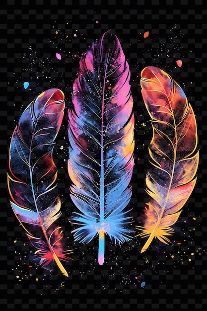 PSD a colorful illustration of feathers with the words feather on it