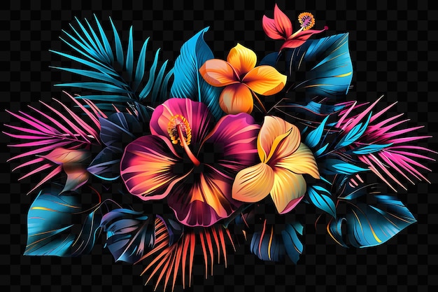 PSD a colorful illustration of flowers and leaves