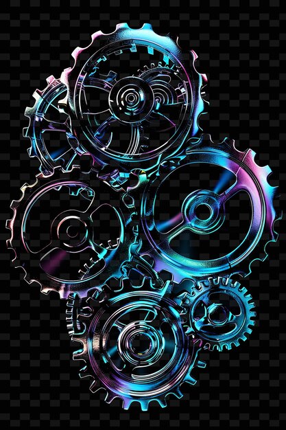 PSD a colorful illustration of gears with the words gears on them