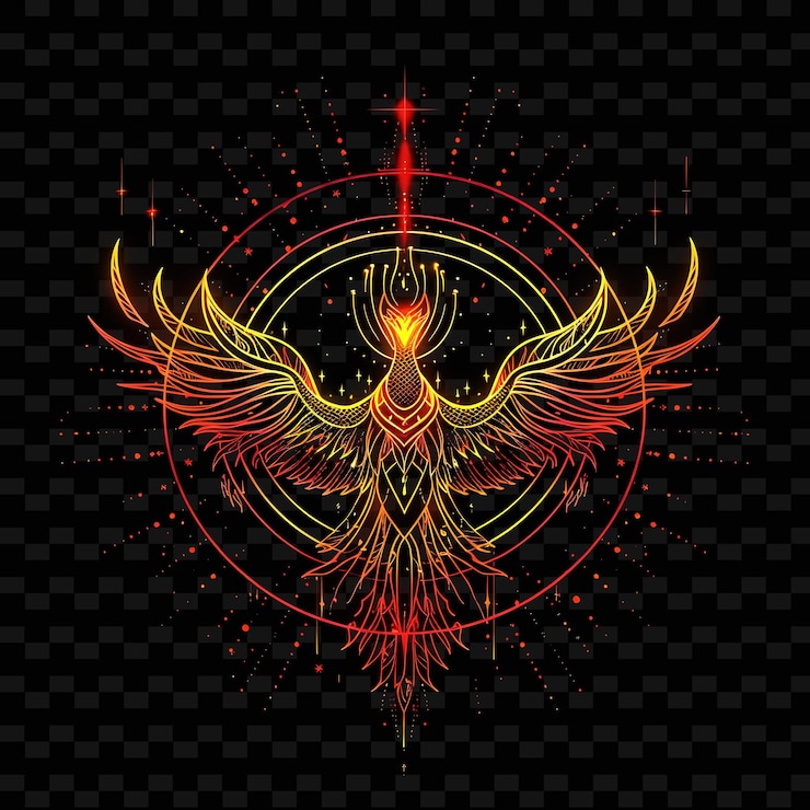 PSD a colorful illustration of a gold and red angel with a cross on the top