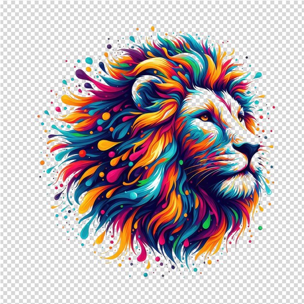 PSD a colorful illustration of a lion head