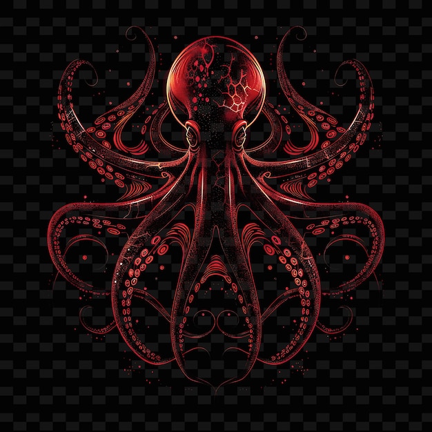 A colorful illustration of a octopus with the number octopus on the black background