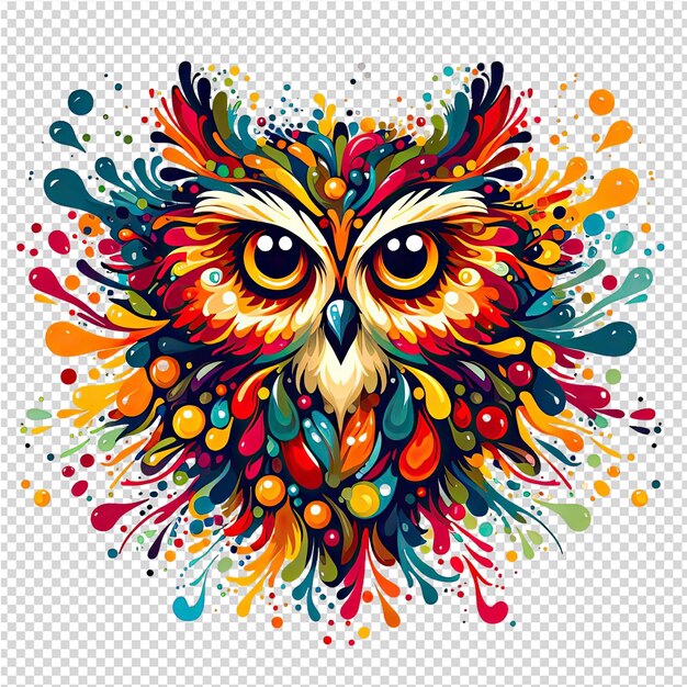 PSD a colorful illustration of a owl with colorful spots and a colorful background