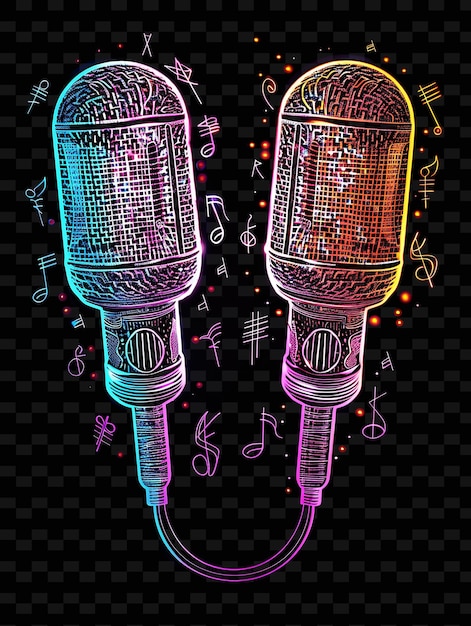 PSD a colorful illustration of two microphones with the words quot music quot on the bottom