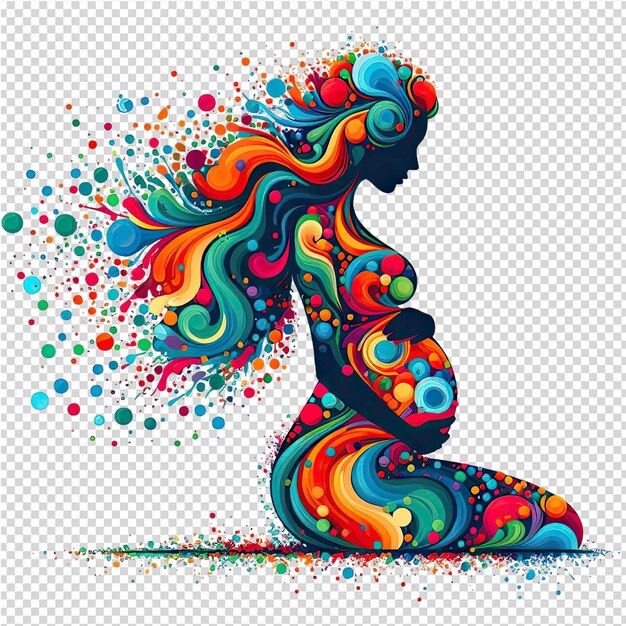 PSD a colorful illustration of a woman with colorful hair and a colorful design of a woman