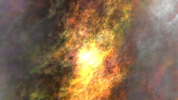 PSD a colorful image of a fire in the sky