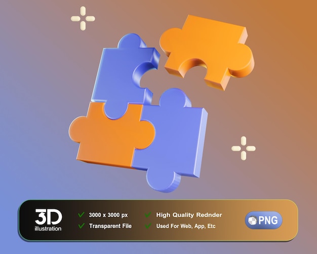 PSD un'immagine colorata di un pezzo di puzzle che dice animazione 3d