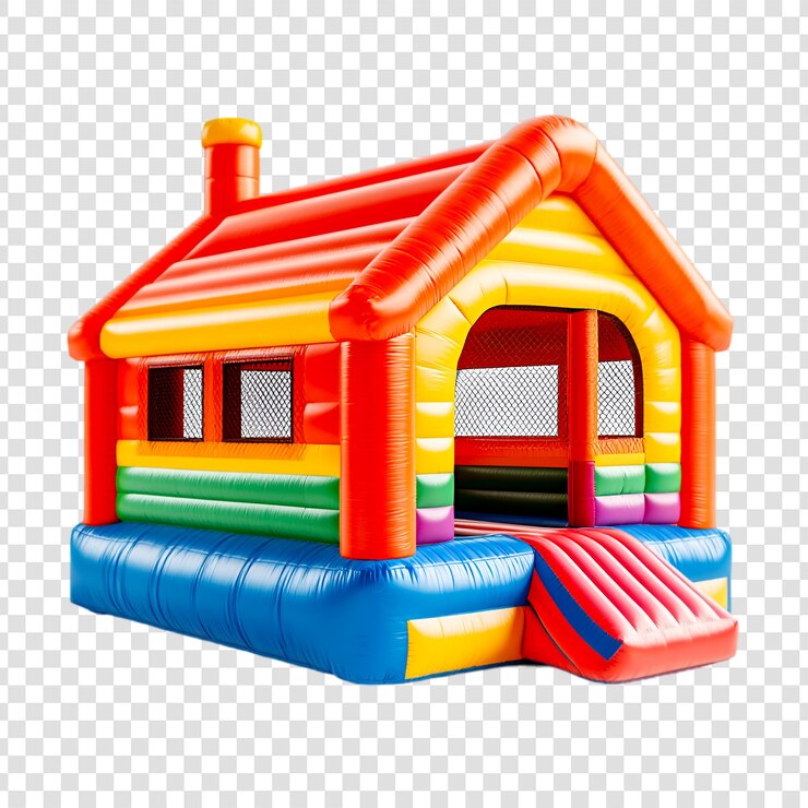 PSD colorful inflatable house bounce house kids fun playtime